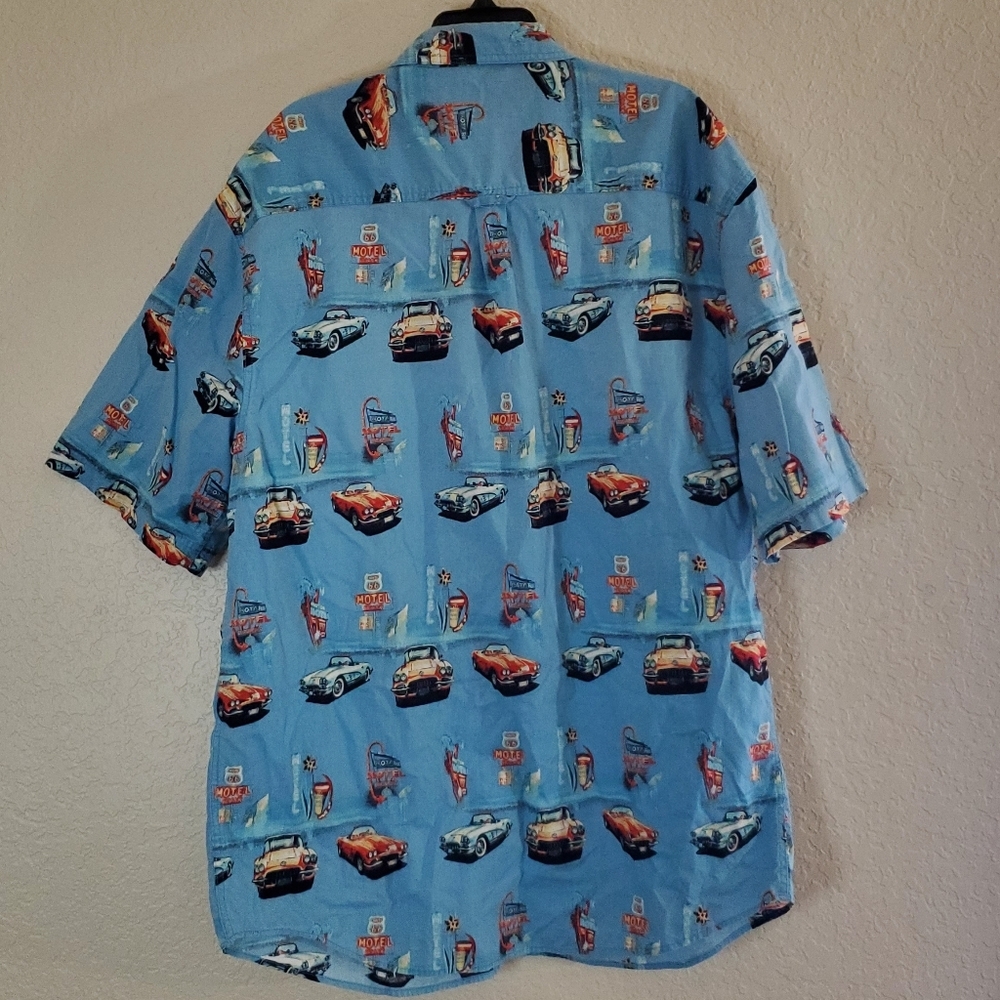Clear Water Vintage Classic Car Button Down Shirt Size L 100% Cotton - Picture 3 of 5